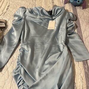 Women’s baby blue mini satin dress